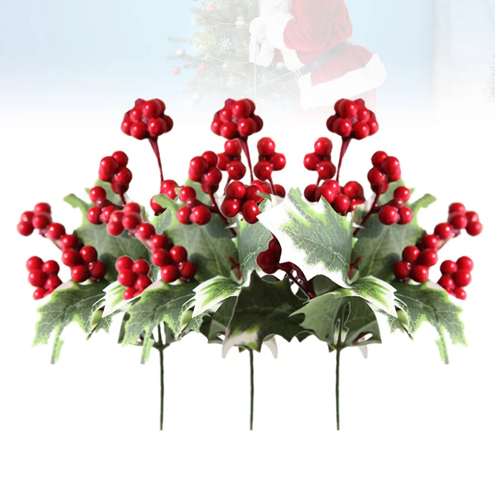 

Berries Berry Christmas Holly Branches Artificialtree Fake Flower Simulation Red Decorbouquet Decoration Party Sticks