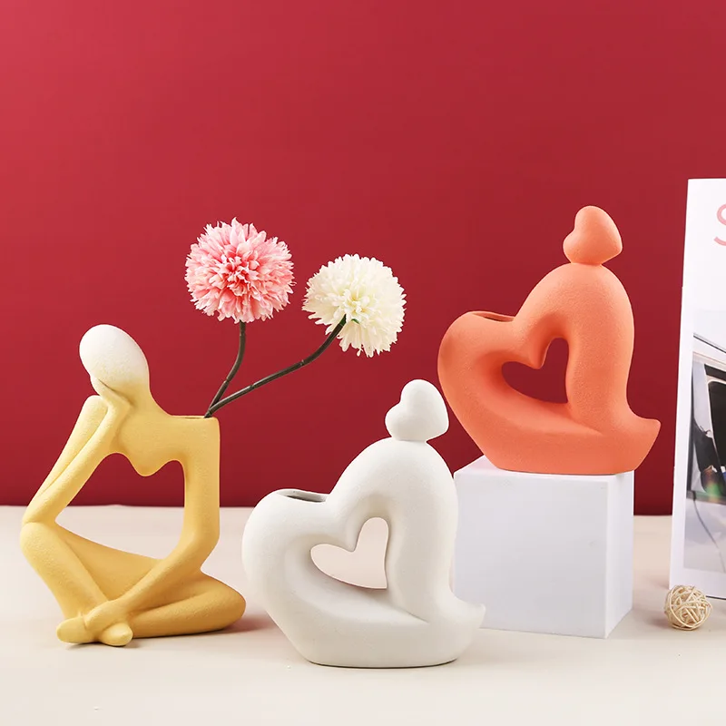 

Nordic Abstract Thinker Statue Creative Ceramic Vase Desktop Decor Handmade Crafts Sculpture Modern Art Home Decoration