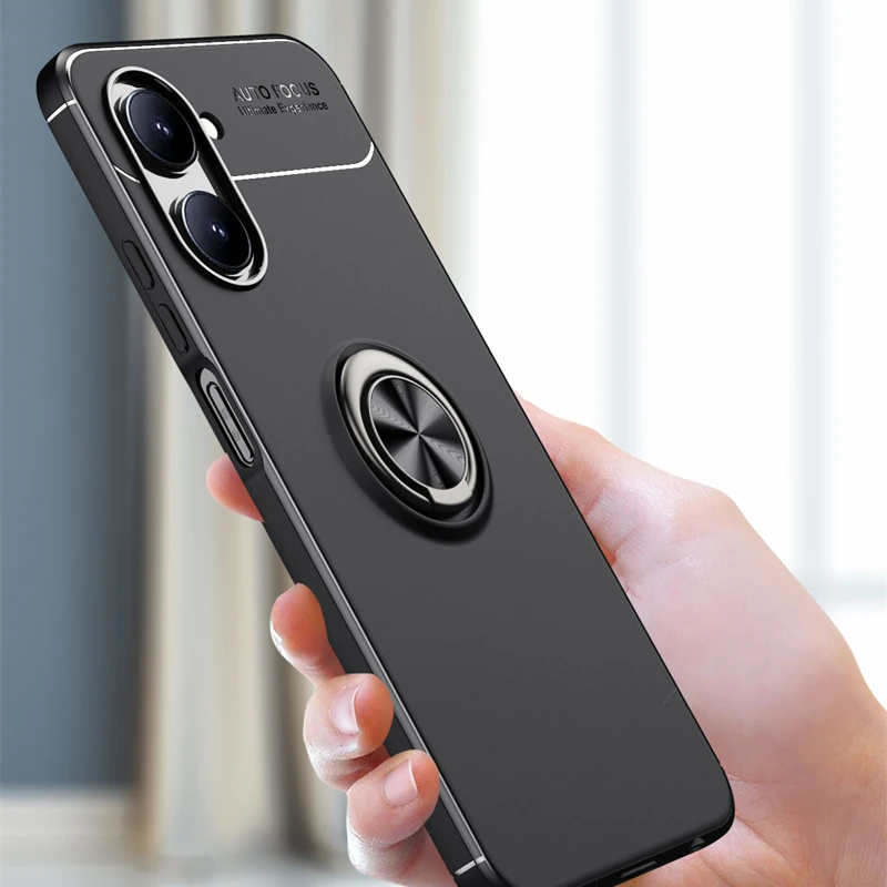 For Cover Realme C33 Case For OPPO Realme C33 Capas New Back Shockproof TPU Soft Ring Magnetic Holder For Fundas Realme C 33 C33