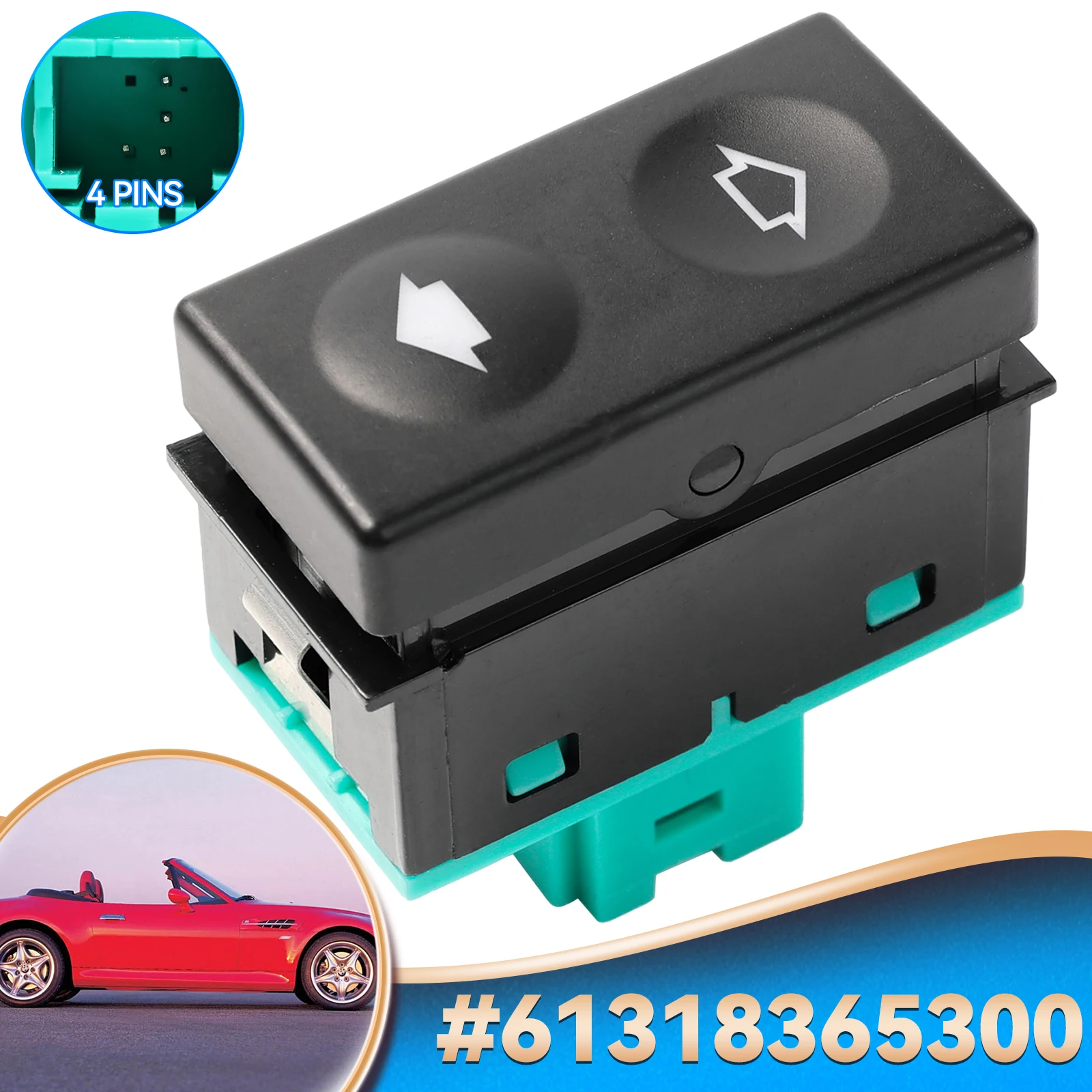 

Переднее электрическое стекло автомобиля, переключатель люка на крыше, кнопка подъема 61318365300 Подходит для BMW E36 318i 318is 325i 328i M3 Z3 1992-2002 гг.