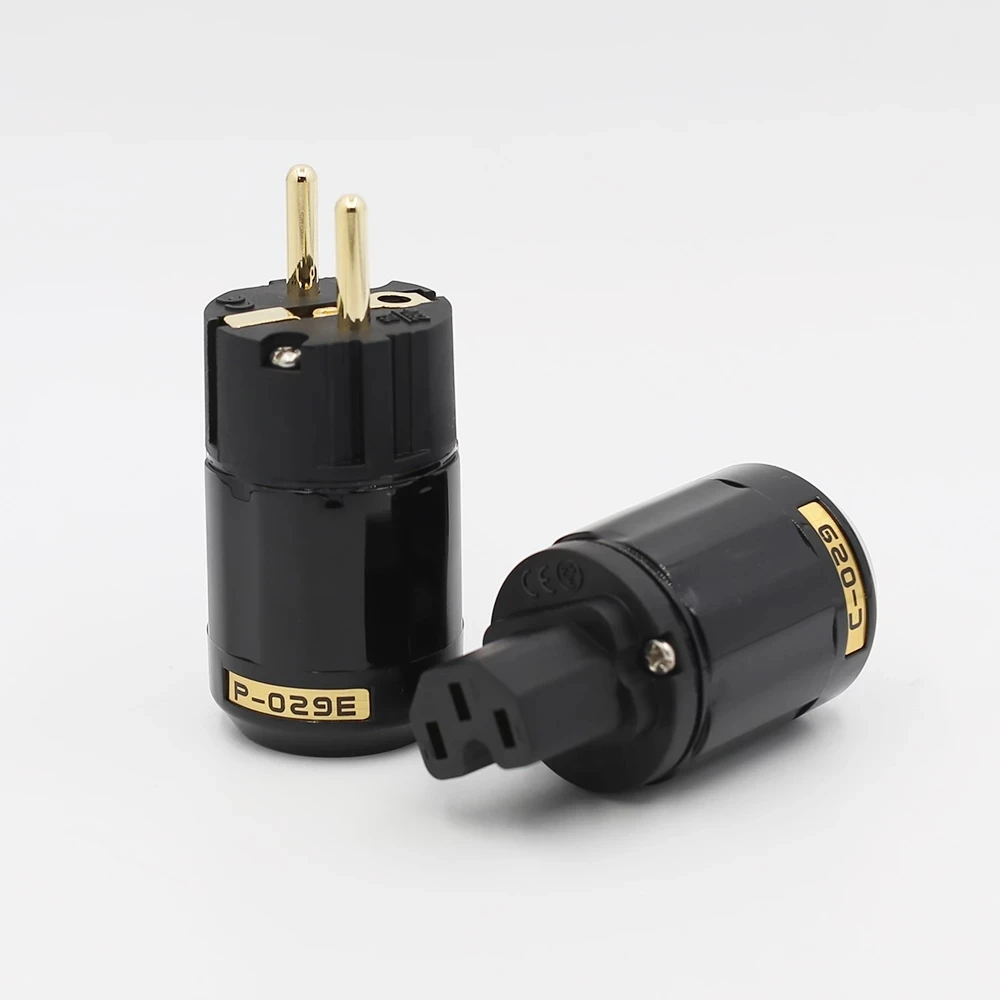 P029E + C029 штепсельная вилка Schuko 24k позолоченная Европейская версия штепсельная вилка