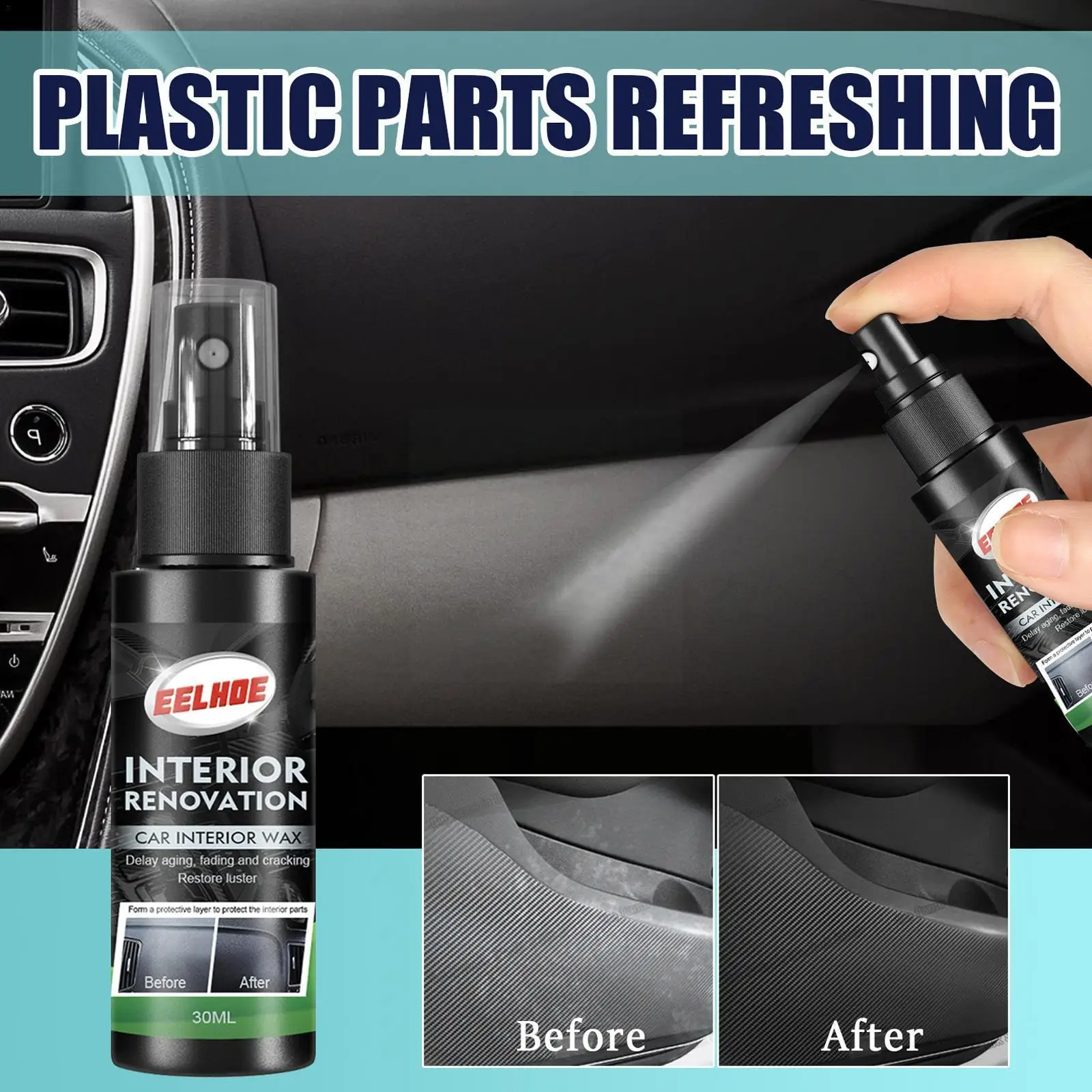 

30ml/50ml Plastic Restore Agent Car Interior Polish Plastic Auto Liquid Restore Maintenance Refurbishing Care Cleaner F7j3