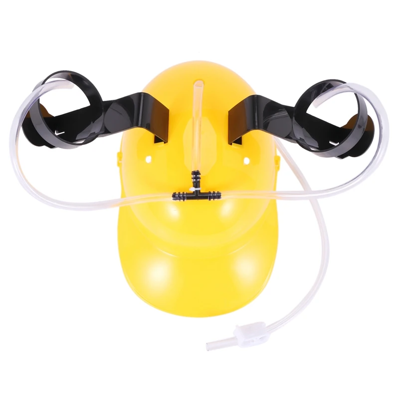

Beer Cola Drink Drinking Helmet Hat Can Holder Party Toys Yellow
