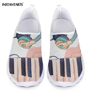 INSTANTARTS Piano Music Design Light Mesh Flat Shoes for Women Spring Summer Slip-on Sandals for Gir in Pakistan