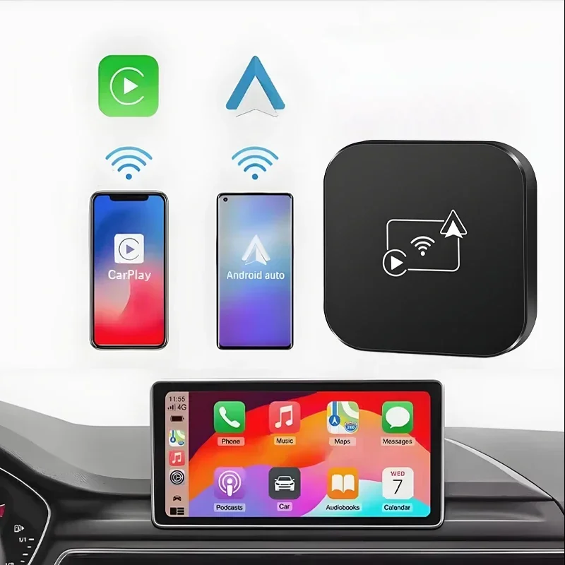 Для Audi Q3 8U F3 Новое обновление беспроводной и проводной адаптер CarPlay Smart 2in1 Box Plug&Play Apple Bluetooth 5,8 ГГц Wi-Fi Plug and Play (art.: 3920cd60532b2) - 3920cd60532b2