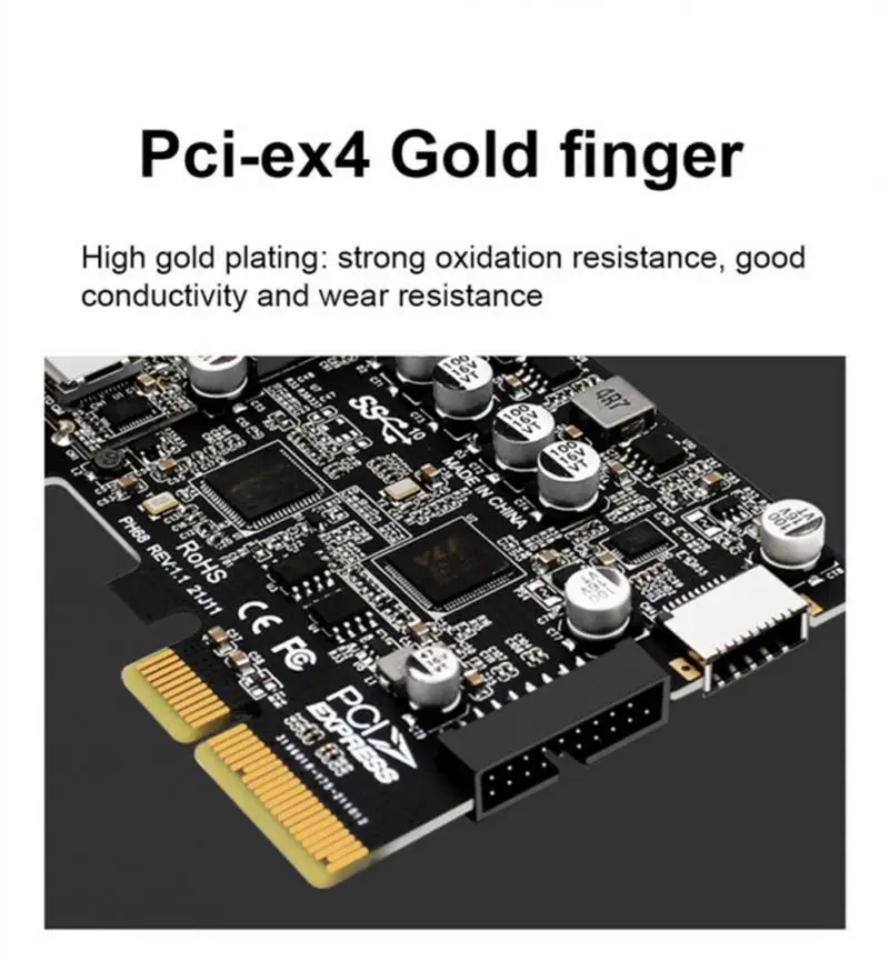 Плата расширения PCI-E к USB 3 0 10 Гбит/с Тип C PCI Express 19/20 контактный разъем для передней