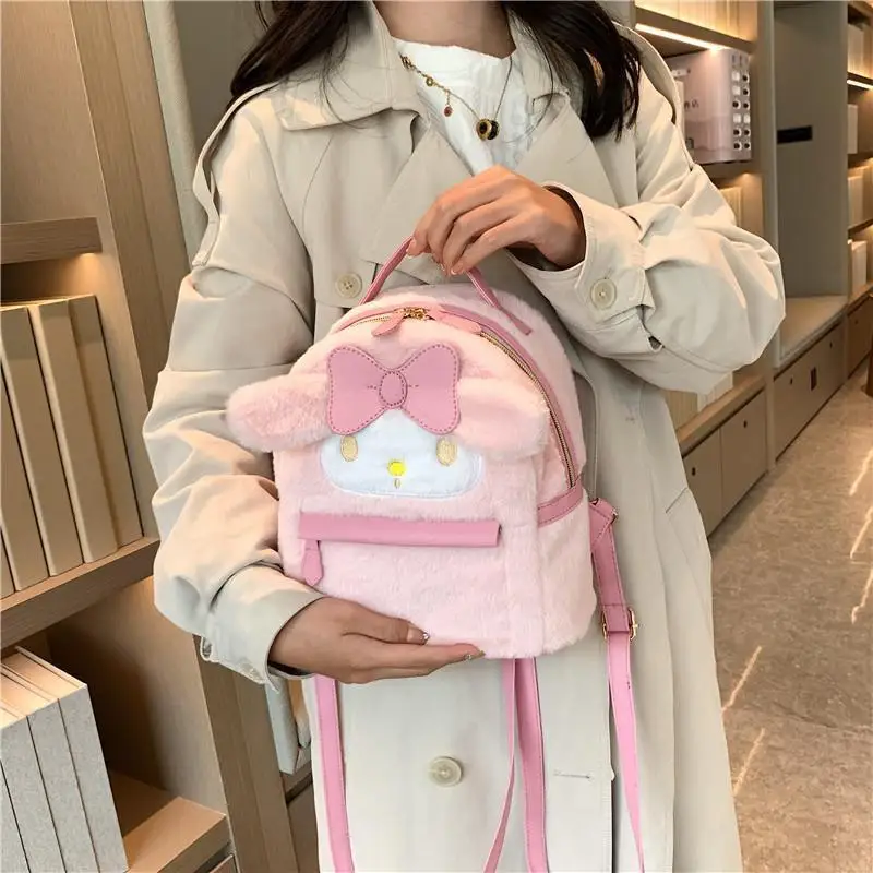 

New Mymelody Bag Sanrio Kawaii Anime Cinnamoroll Girl Large Capacity Plush Shoulder Bag Out Travel Versatile Bag Birthday Gift