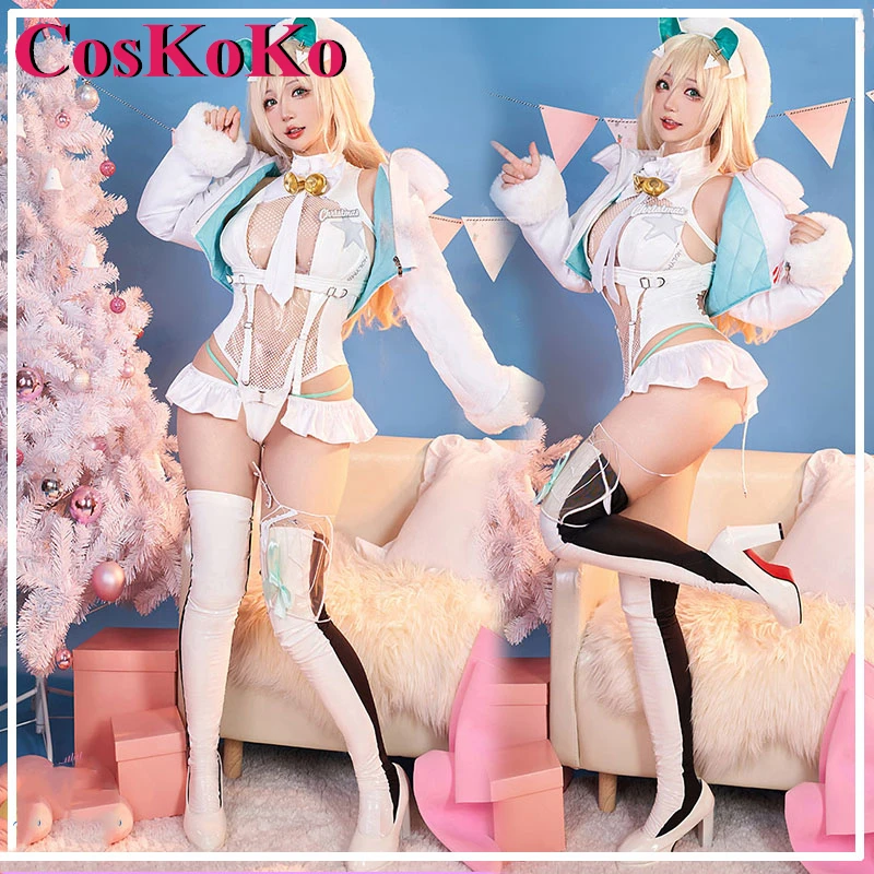 

CosKoKo гофрированный Косплей Аниме игра NIKKE костюм Милая Нежная сексуальная белая униформа на Рождество Хэллоуин