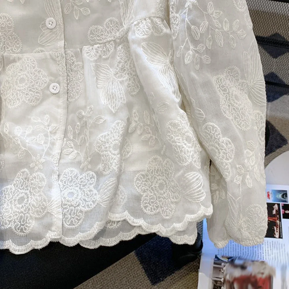 Рубашки с длинным рукавом однотонные милые французские рубашки v-образным