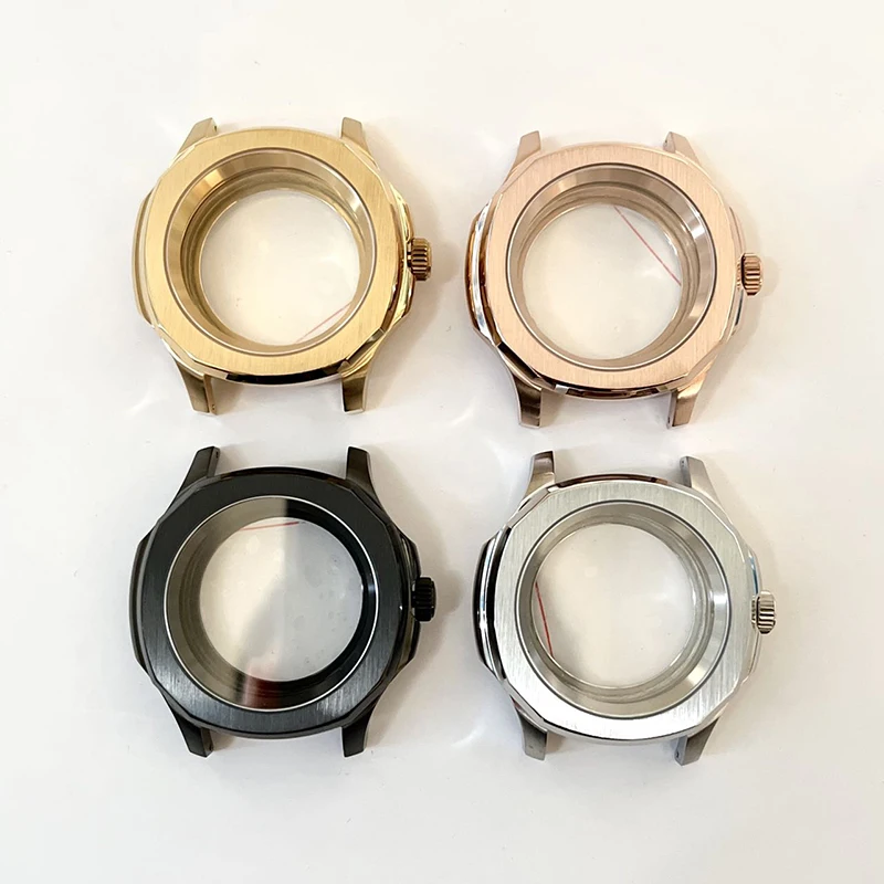 PVD Watch Parts 43mm Case for NH35 NH36 Movement Replacement Watch Accessories for Nautilus Sapphire Crystal Clear Back Case