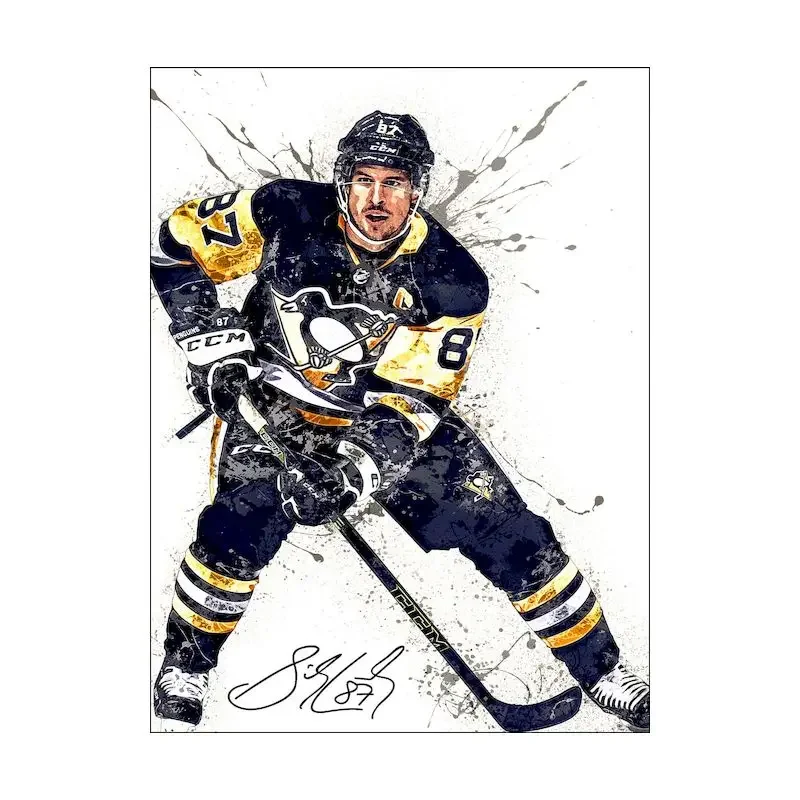 Abstract Ice Hockey Portrait Sport Canvas Painting Sport Athlete Poster Print Home Decor Wall Art Picture for Gym Bedroom Kids