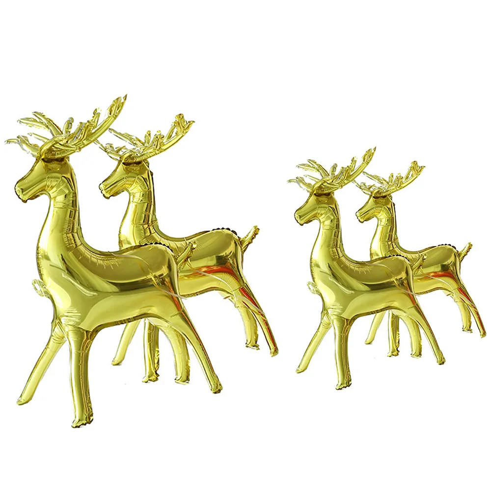 

4pcs Gold Christmas 3D Reindeer Mylar Foil Balloons Set Winter Carnival Christmas New Year Party Decorations Supplies