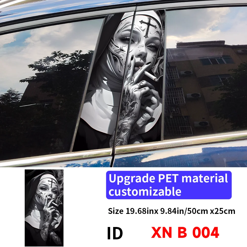 

Готические наклейки для автомобиля монахини и сестры, водостойкие забавные декоративные наклейки на столб B, солнцезащитный крем, виниловые наклейки на стойку дверей автомобиля