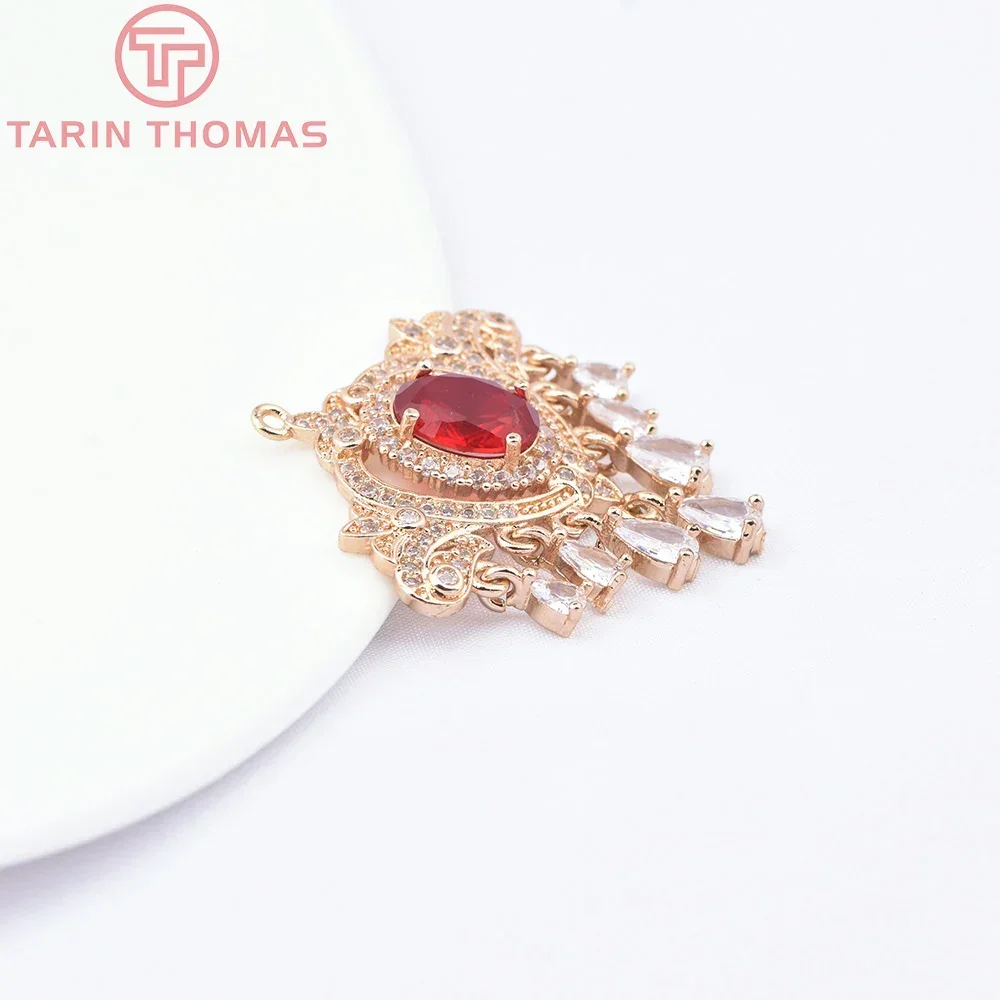 (8998) 2 шт. 23x29 мм 18-каратное золото латунь с цирконом подвески кисточками в стиле