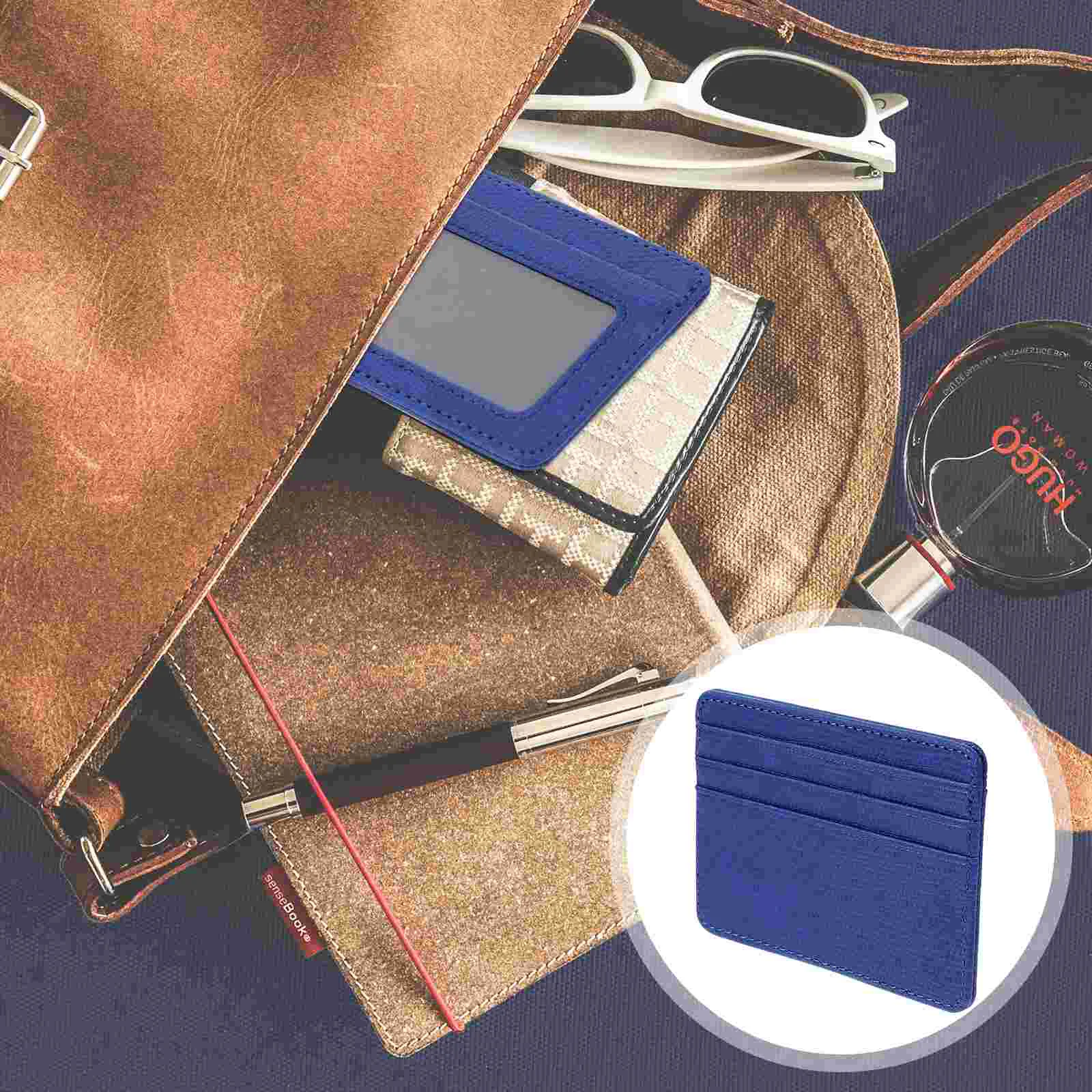 

Badge Card Holder Cards Protective Sleeve Cover ID Holders Pu 11X8X0.5CM Business Blue