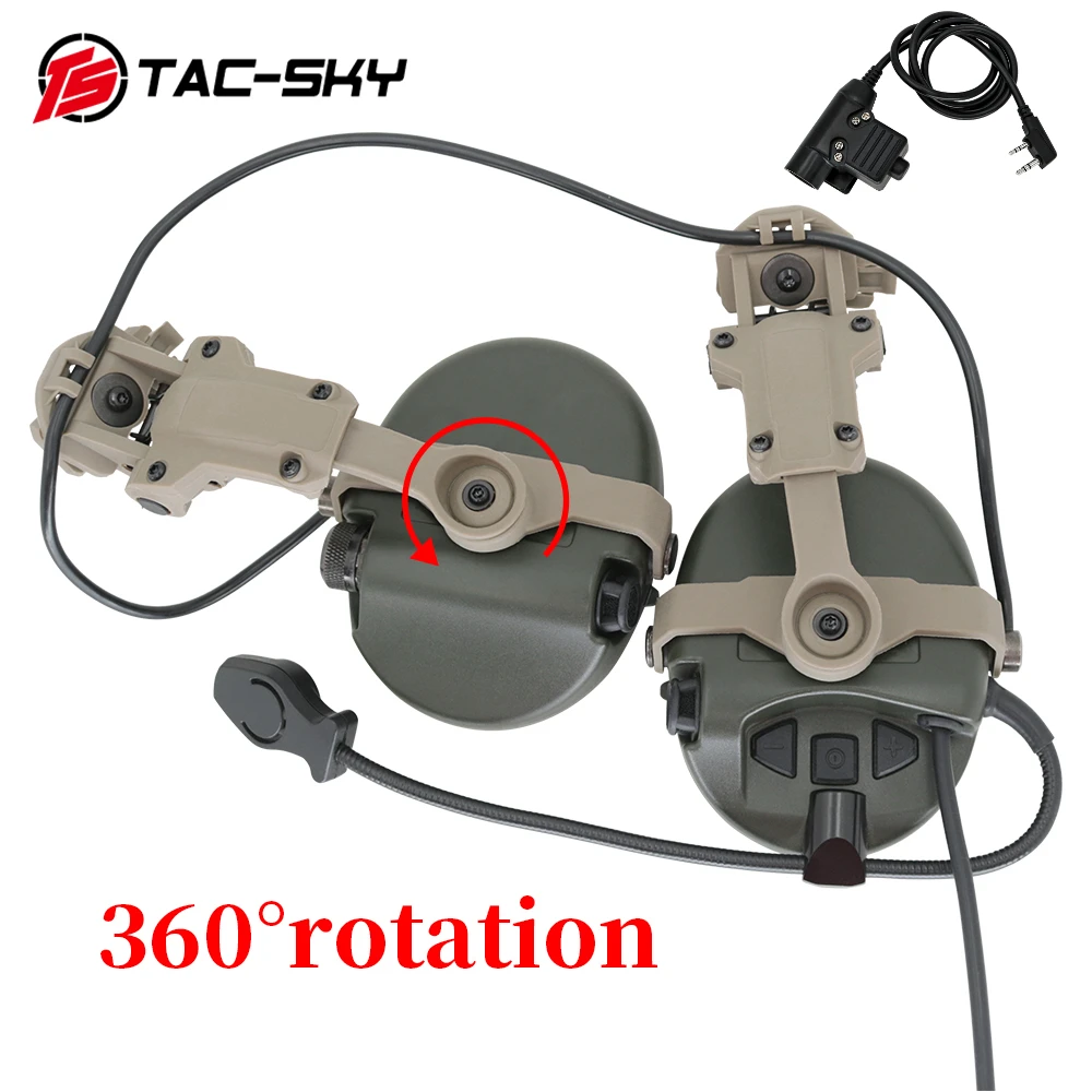 TAC-SKY Airsoft Hunting Shooting Tactical Sports ARC Rail Bracket Noise Reduction Pickup Hearing Protection MSASordin Headphones