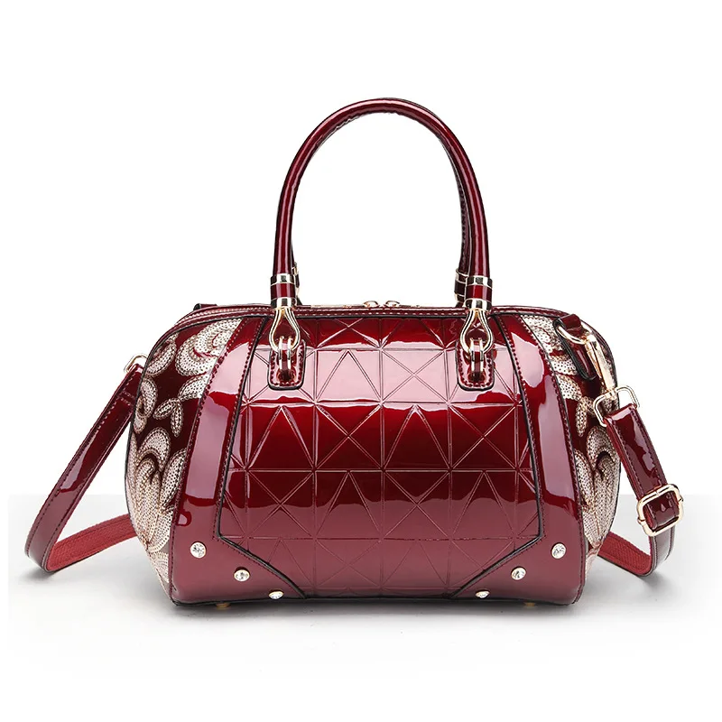 

Women's Patent Leather Fashion Handbag Ladies Shopping Shoulder Crossbody Bag Women Boston Wedding Tote Bags Sac A Main Femme