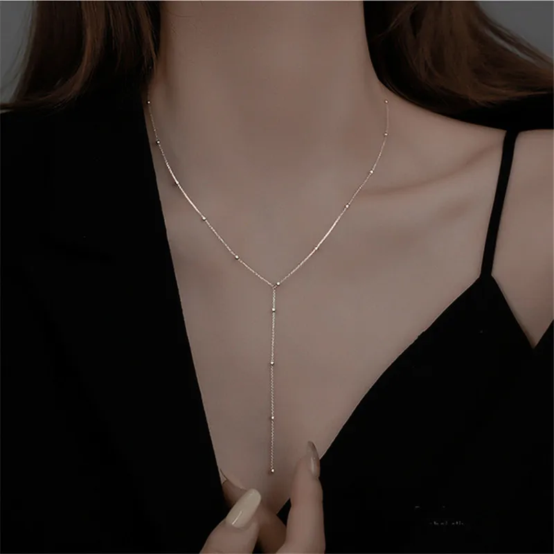 Модное Длинное ожерелье с подвеской-кисточкой и круглыми бусинами для женщин