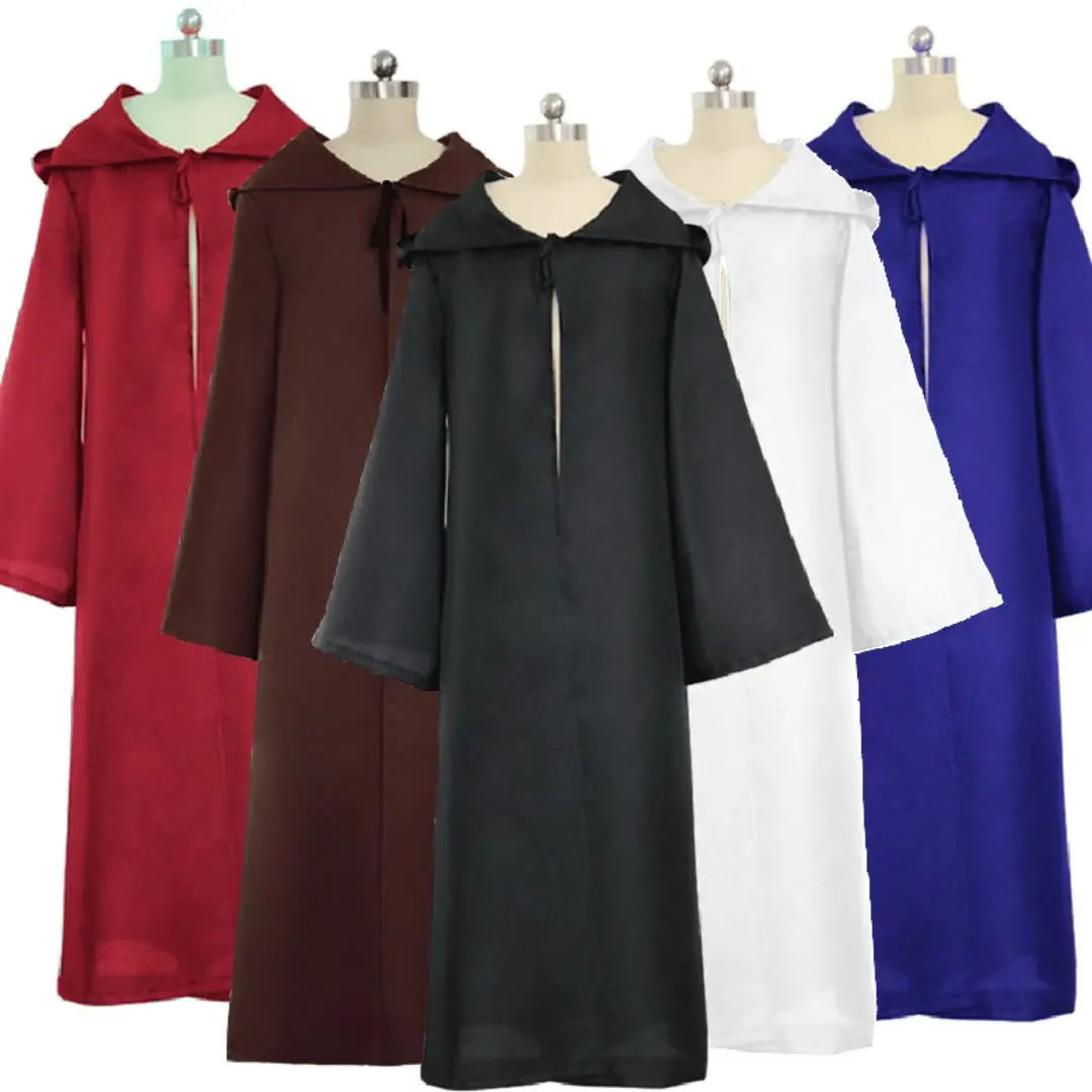 

2022 Jedi Black Knight Cape Coat Movie Classic Character Cos Wizard Robe with Hat Performance Stage Medieval Halloween Costume