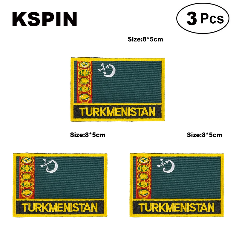 Turkmenistan Rectangular Shape Flag patches embroidered flag patches national flag patches for clothing DIY Decoration