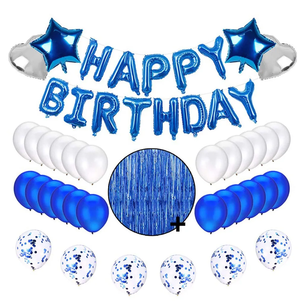 

24pcs Metallic Balloons Heart Star Blue Confetti Balloon Birthday Party Decoration Kids Adult Air Balls Christmas Wedding Decor
