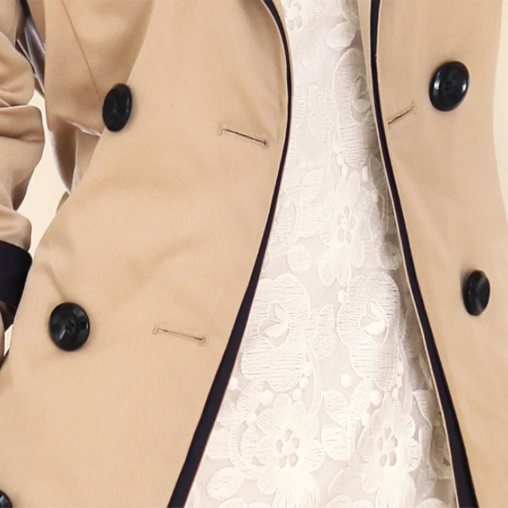 

Женская двубортная ветровка, осеннее пальто с отложным воротником и поясом, длинная Классическая куртка, удобная модная куртка с длинным рукавом
