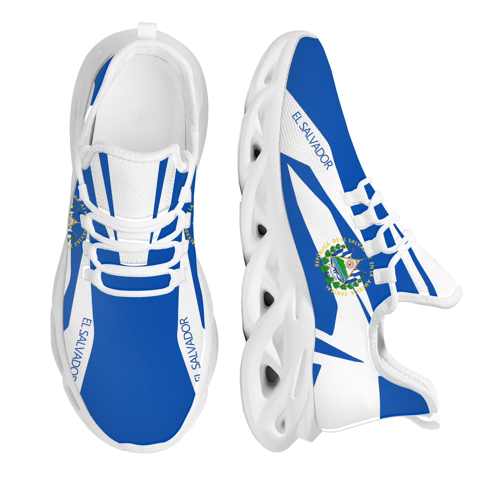 

INSTANTARTS Blue El Salvador Flag Design Country National Emblem Printing Lightweight Breathable Outdoor Sneakers Platform Shoes