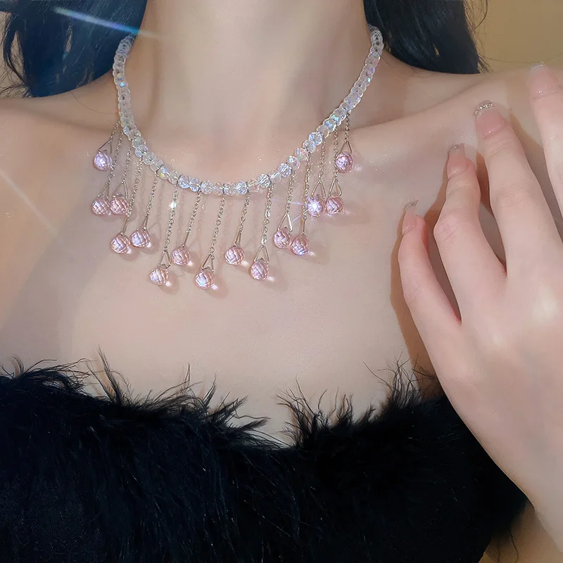 

Массивное геометрическое ожерелье с кристаллами и кисточками, роскошный дизайн, темпераментная цепочка до ключиц, модные трендовые ожерел...