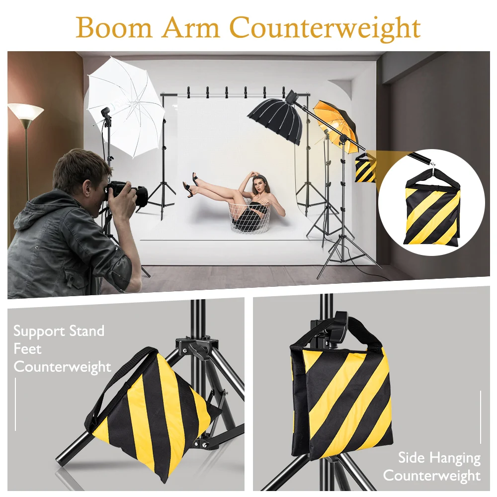 Черно-желтые фотографические мешки для песка SH C-stand Boom Arm Cantilever Light Tripod SandBag для поддержки фона и задника.