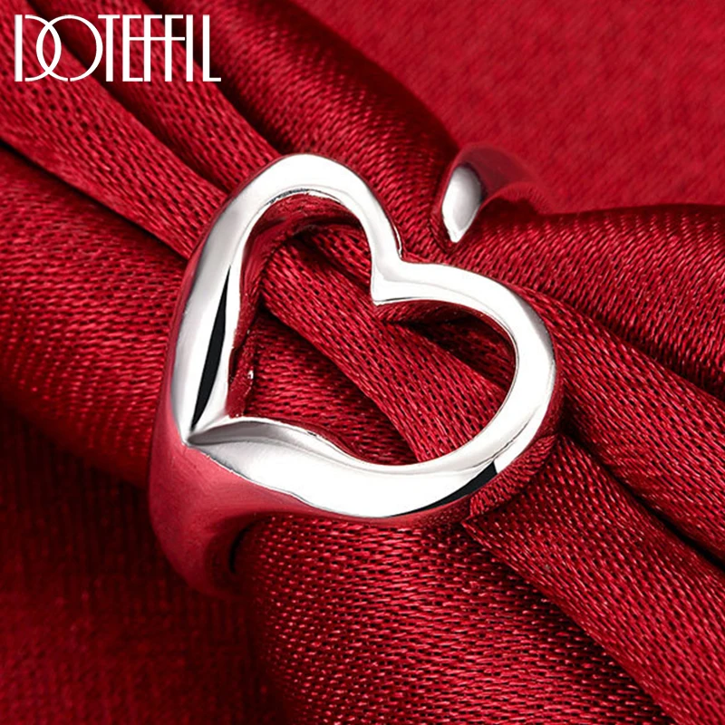 

DOTEFFIL 925 Sterling Silver Heart Open Ring For Woman Wedding Engagement Party Jewelry