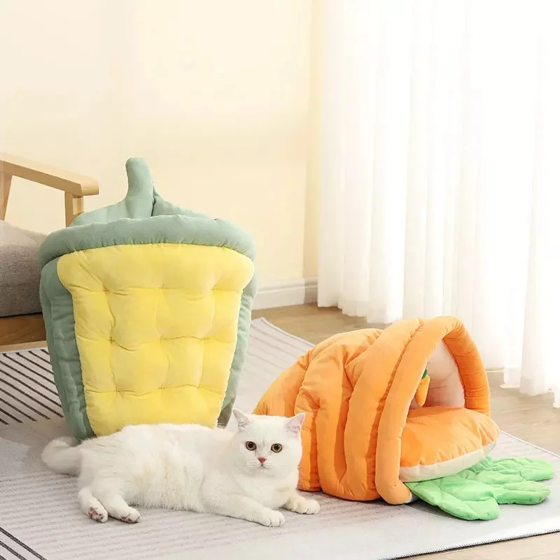 

Cat Bed Dog House Corn Carrot Shape Pet Nest Furniture Accessories Cats Mat Beds Cute Comfortable Removable Washable Sleeping