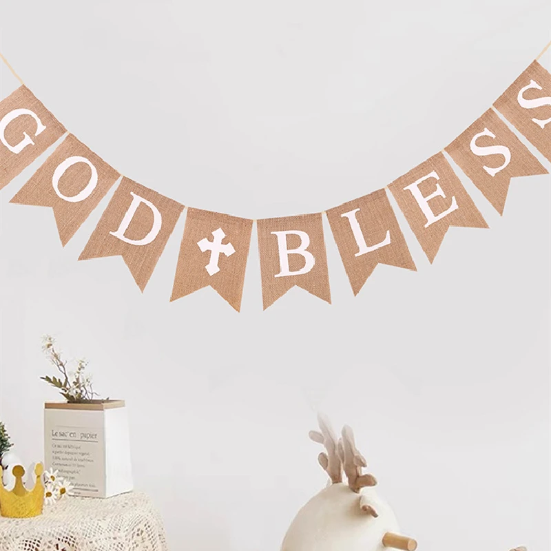 Бумага Для Крещения God Bless Баннер Мальчиков И Девочек Украшение Первого Причастия