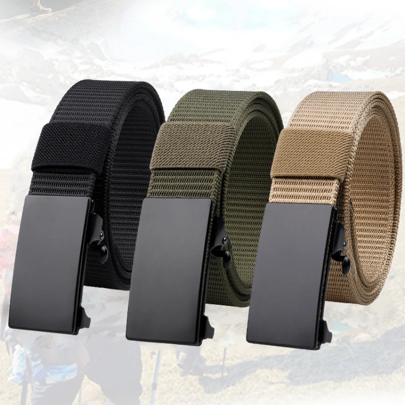 Men's Automatic Buckle Belts Nylon Canvas Outdoor Tactical Belt Unisex Casual Breathable Quick Dry Belt Ladies High Quality Belt