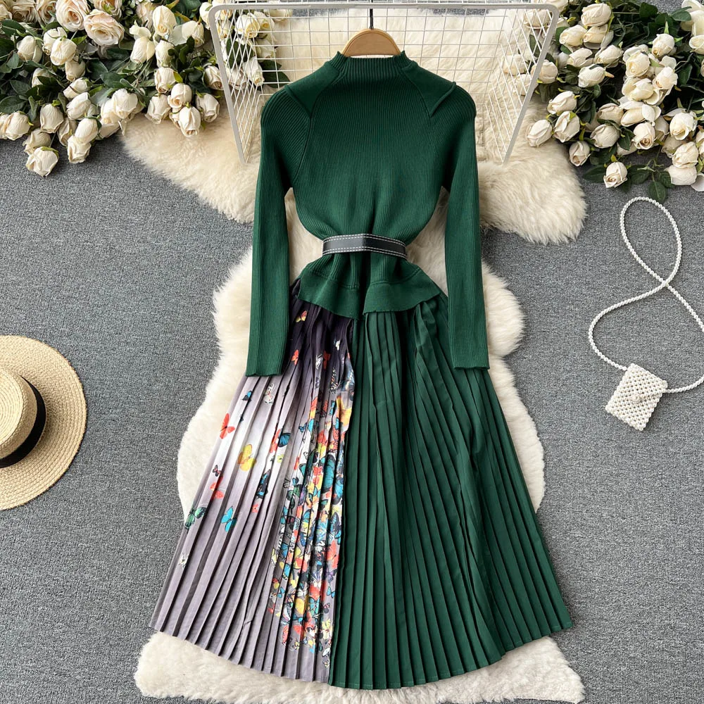 

Элегантное шикарное вязаное платье-футляр во французском стиле с длинным рукавом, женское базовое облегающее платье трапециевидной формы с высокой талией на осень и зиму