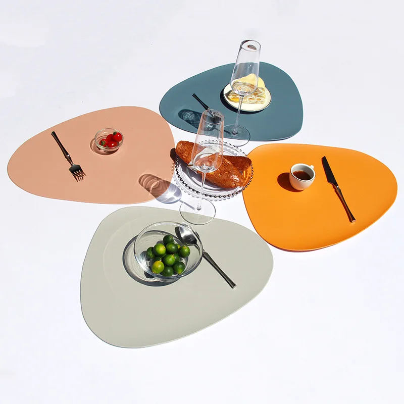 

43*37cm PU Leather Table Placemat Heat Resistant Waterproof Non-slip Mat Drink Cup Coasters Modern Kitchen Accessories