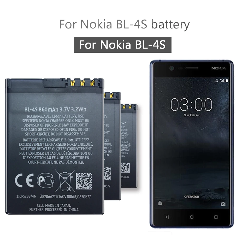 

Флейта BL4S BL флейта для телефона Nokia 1006 2680S 3600S 3602S 6202C 6208C 7020 7100S 7610 7612S BL-4S 3710F 1006