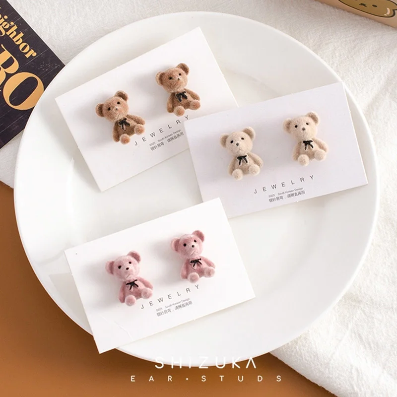 Модные серьги-гвоздики для женщин милые серьги в виде кролика медведя животных