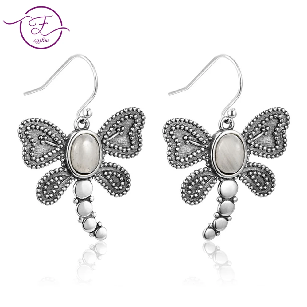 

6x8MM Oval Natural Moonstone Cute Drop Earrings for Women Silver Party Engagement Wedding Fine Jewelry Earring
