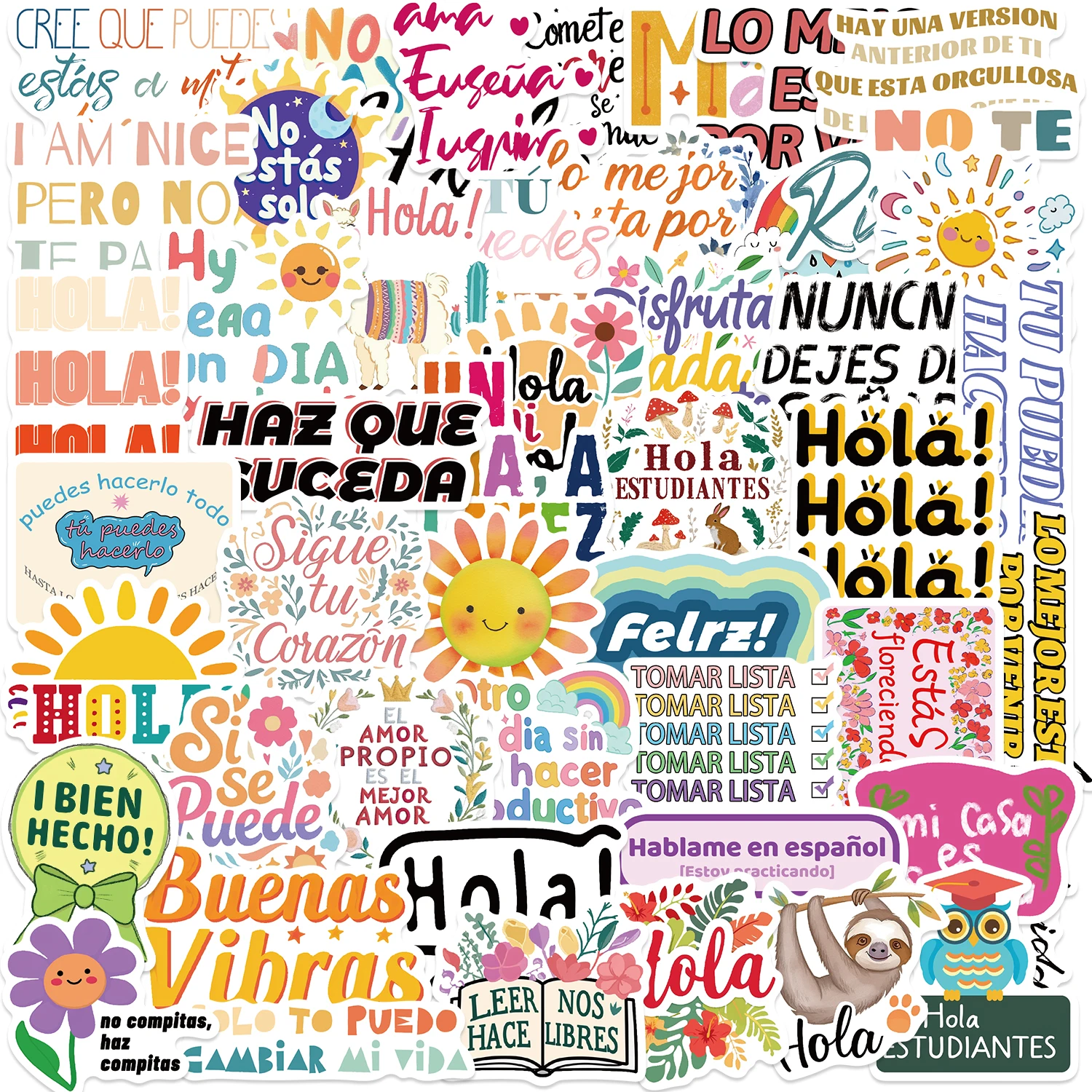 50 Упаковок Испанские Мотивационные Позитивные Водонепроницаемые Наклейки Для