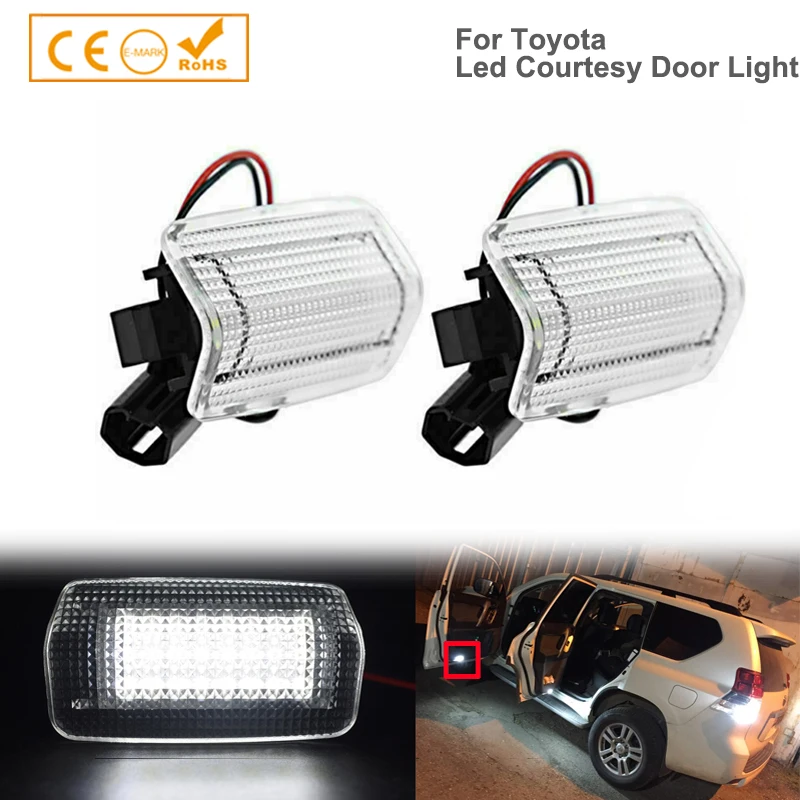 2pcs White +Red LED Courtesy Door Light For Lexus IS ES LS LX RX GS GX LC RC Toyota Crown Land Cruiser Prado Highlander Reiz