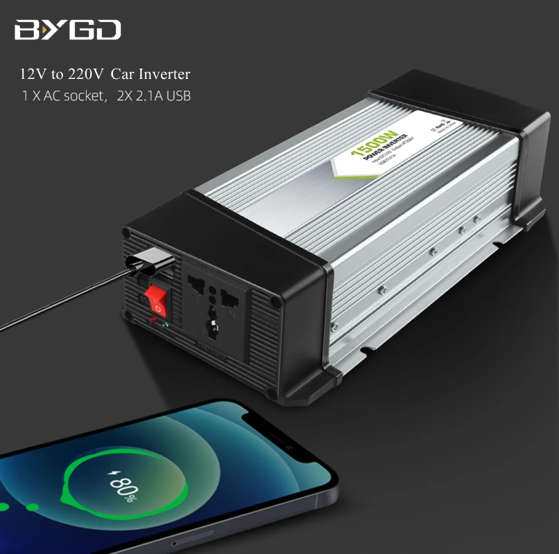 

BYGD Car Inverter 300W 500W 1000W 1500W DC 12V to AC 220V Converter Modified Sine Wave Solar Inverter Car Charger Power Adapter