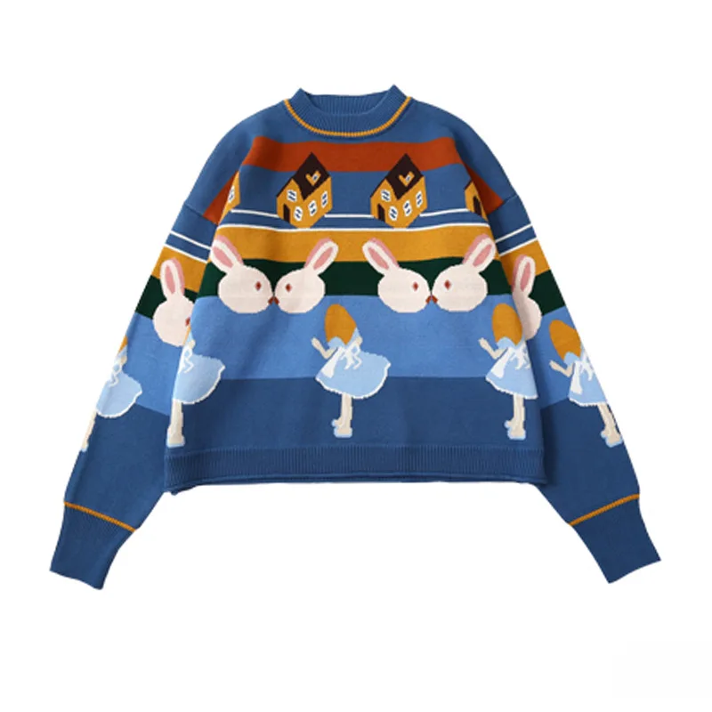 

Cutistation Anime Print Preppy Style Fall Winer Sweaters Women 2022 Long Sleeve Knitted Pullovers y2k Vintage Knitwear Sweater