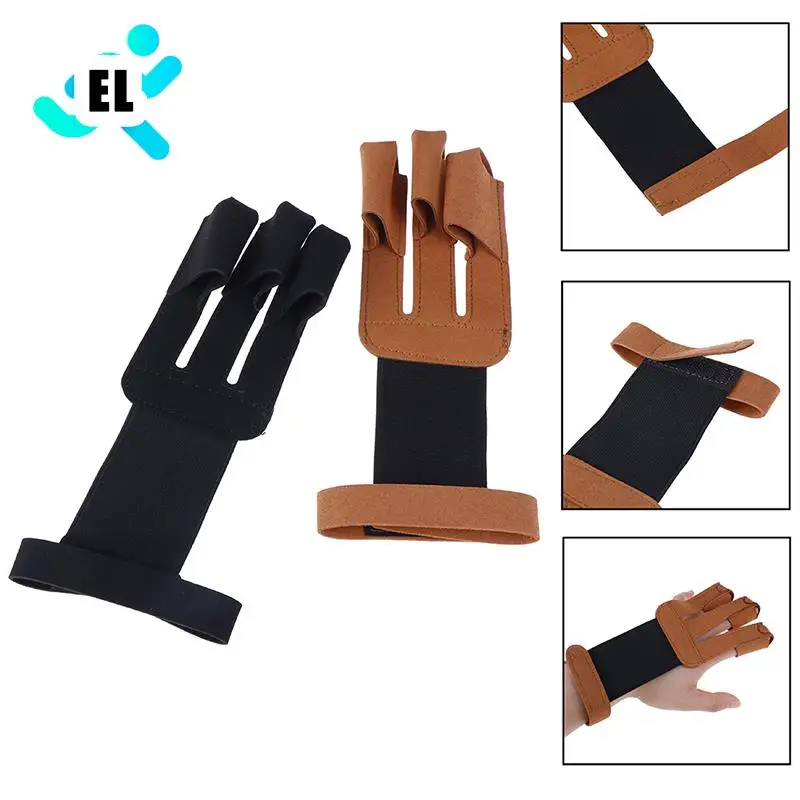 

3 Finger Protect Glove Archery Protect Glove 3 Fingers Pull Bow arrow Leather Shooting Gloves