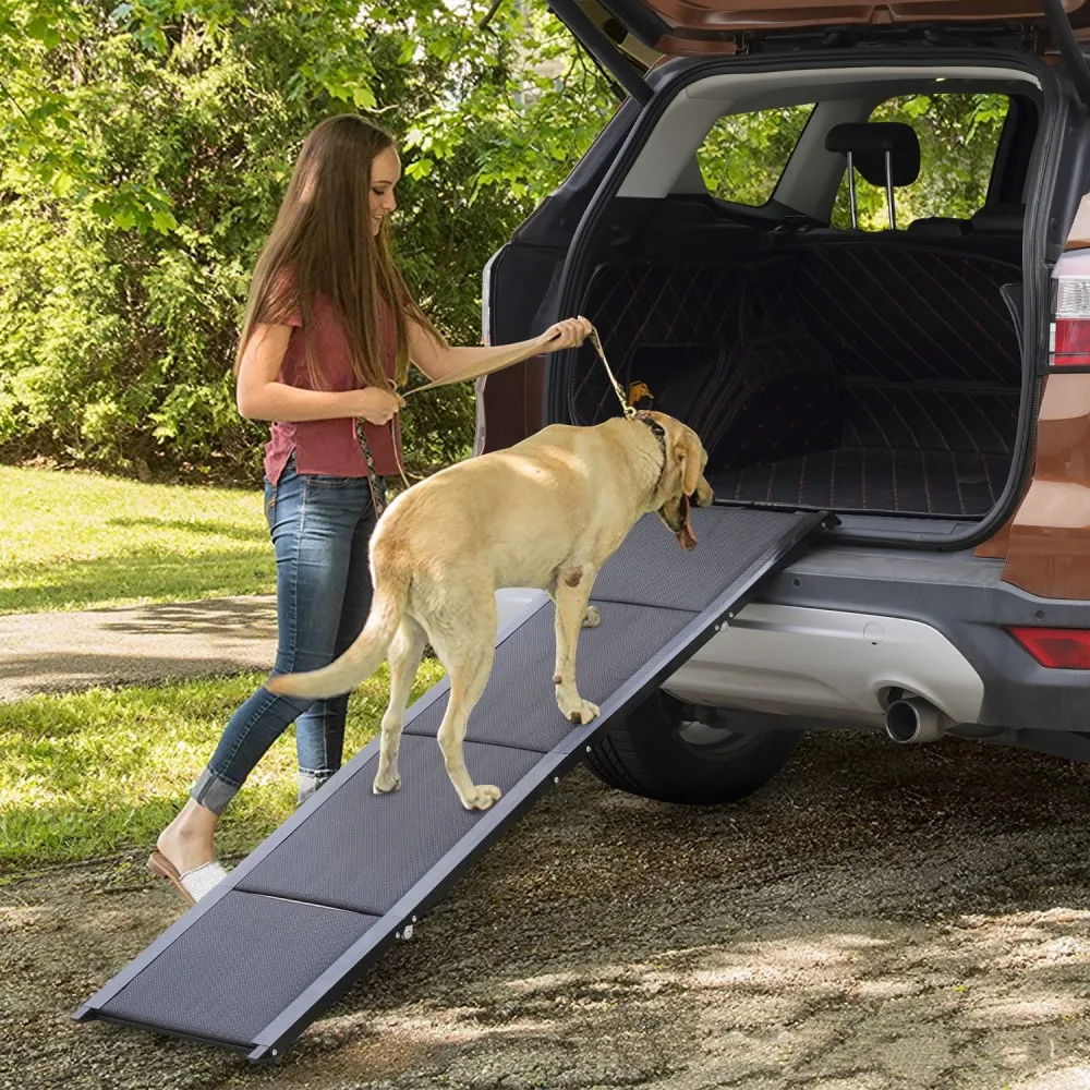 

Large Dog Ramp Car Stairs Pet Folding Ladder Non-slip Plastic Cat Climbing Safety Ramps Pet Steps Ladder High Beds SUV Trucks