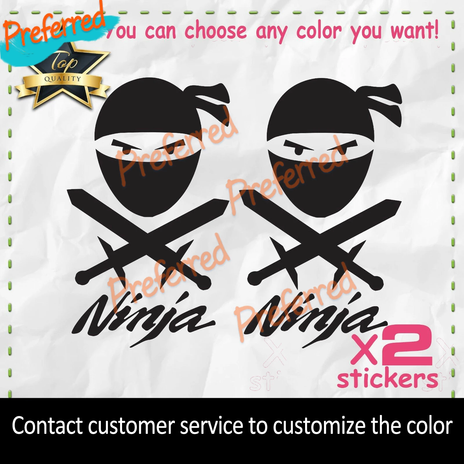 

NINJA Sticker KX ZX10R ZX6R Z800 Z1000 Decal Fairing STEED JDM Motocross Helmet