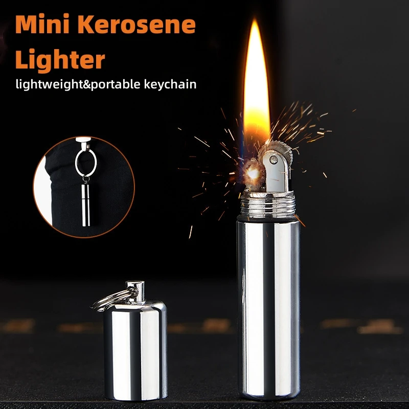 

Metal Windproof Kerosene Lighter Mini Keychain New Creative Lighter Portable Gasoline Cigarette Accessories Gadgets for Men Gift