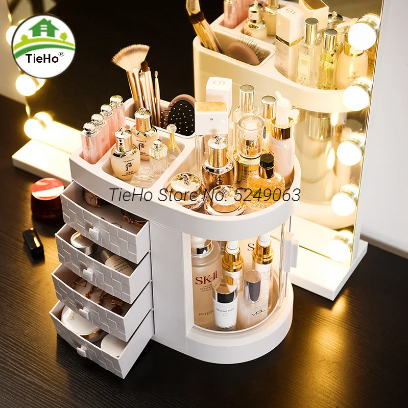 Fashion Cosmetic Storage Box Transparent Makeup Jewelry Drawer Home Storage Boxs Multifunctional Cosmetic Make Up Organizer