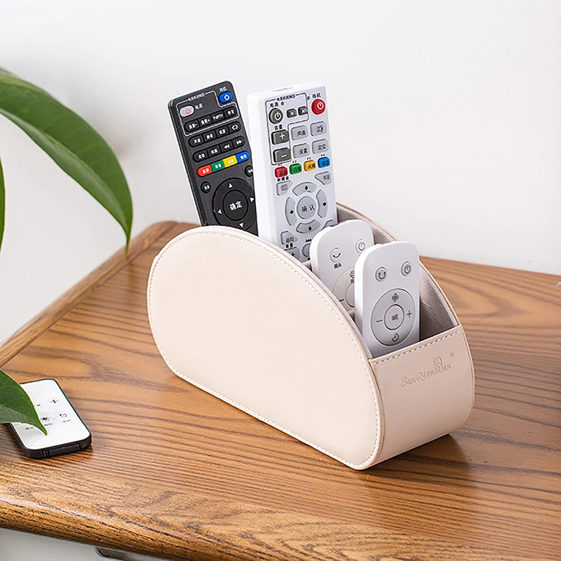 

Desktop Leather Organizer Remote Control Phone Holder Desk Storage Box Cosmetics Brush Storage Holder Organizer