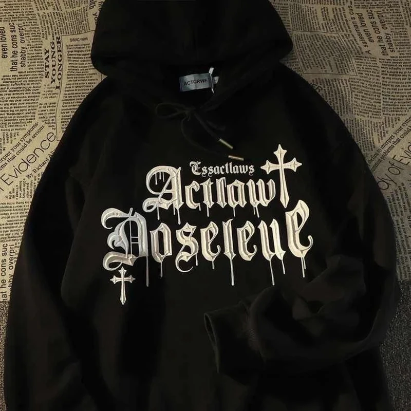 

Модная зимняя толстовка с начесом, женский теплый пуловер в готическом стиле с темным принтом, Женский Свитшот оверсайз в стиле Харадзюку, ...