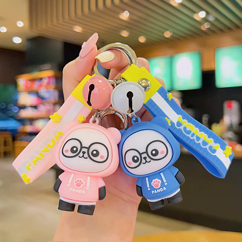 

Stupid Cute Cartoon Cool Sweater Panda Doll Keychain Kawaii Girls' Heart Bag Pendant Decoration Cute Women Jewelry Gift for Boys